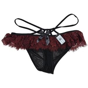 Frederick's of Hollywood Jade Crotchless Panty in Syrah/Black Plus 2X NWT‎
